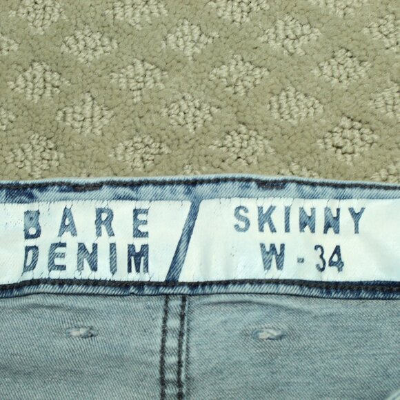 Bare Denim Men's 34x31 Skinny Acid Wash Blue Jeans - Picture 3 of 7